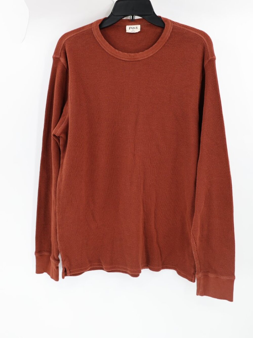Pact pullover Men’s Large Waffle Knit Long Sleeve Shirt Brown Organic Cotton